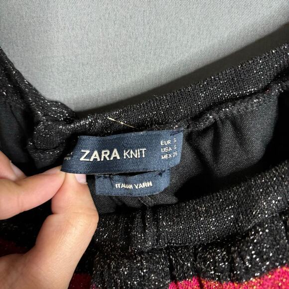 Zara Knit Off Shoulder Mini Dress Stripe Multi Size S - Picture 4 of 4